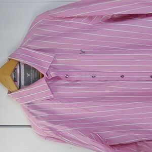 American Eagle |Mens Pink/ White Pinstripe Longsleeve Shirt Preppy Sz.XL